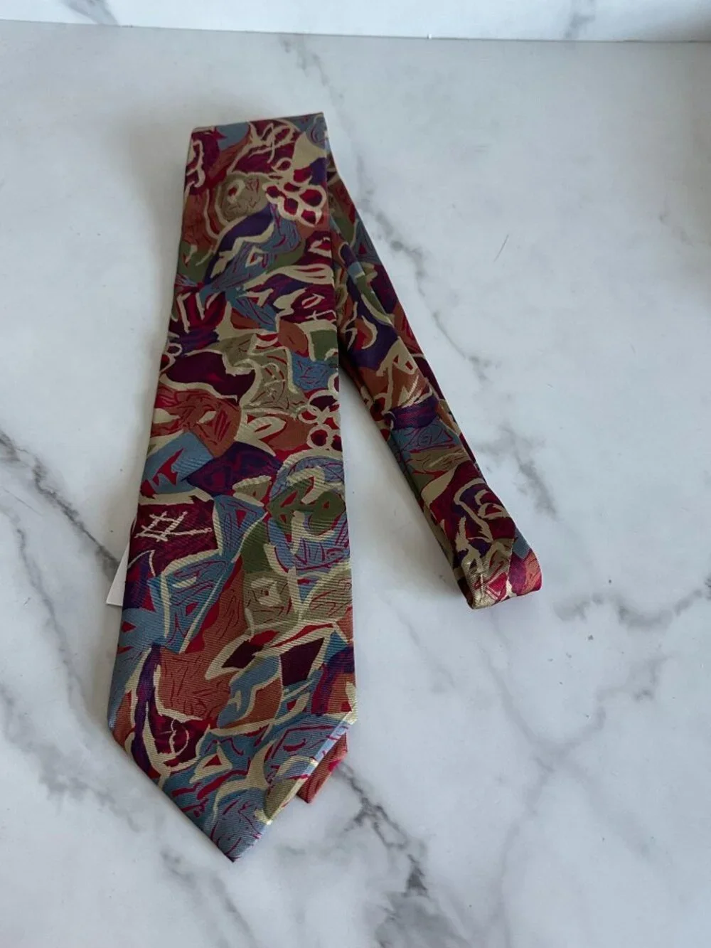 GIANNI VERSACE Vintage Abstract Silk Blend Mens Tie